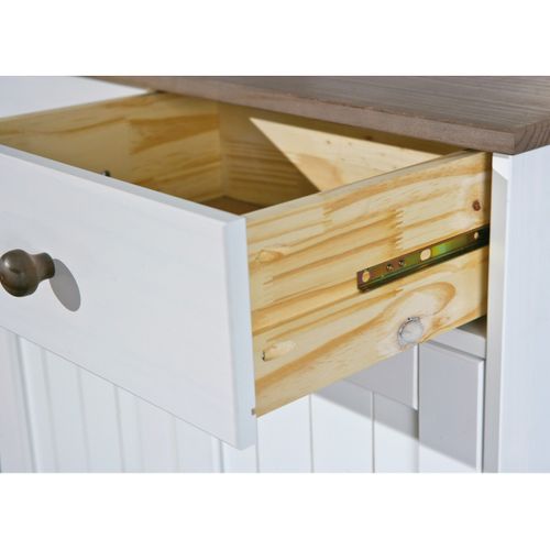 Buffet Vaisselier 4 Portes 2 Tiroirs Bois Massif Vernis Sepia Et Blanc - Socoa