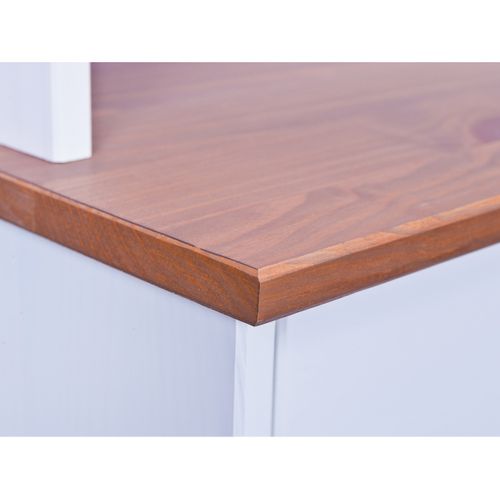 Buffet Vaisselier 5 Portes 6 Tiroirs Bois Massif Vernis Sepia Et Blanc - Socoa