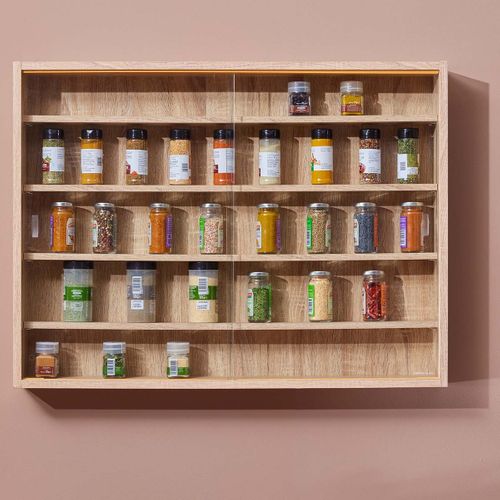 Vitrine Murale 5 Compartiments Aspect Chêne - Collect Chene