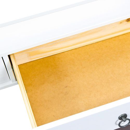 Table Basse Rectangulaire Bois Massif Vernis Blanc - Natur