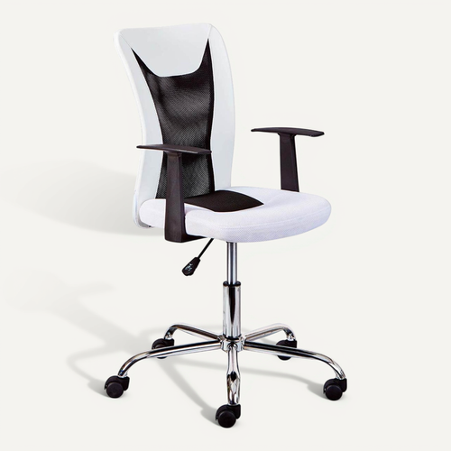 Fauteuil De Bureau Sur Roulettes Blanc Et Noir - Deana