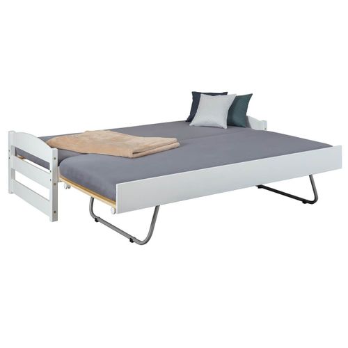 Lit  90x200 Cm Gigogne Vernis Blanc - Brodi