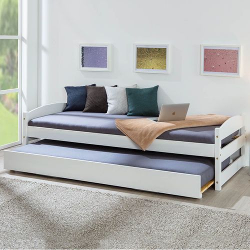 Lit  90x200 Cm Gigogne Vernis Blanc - Brodi
