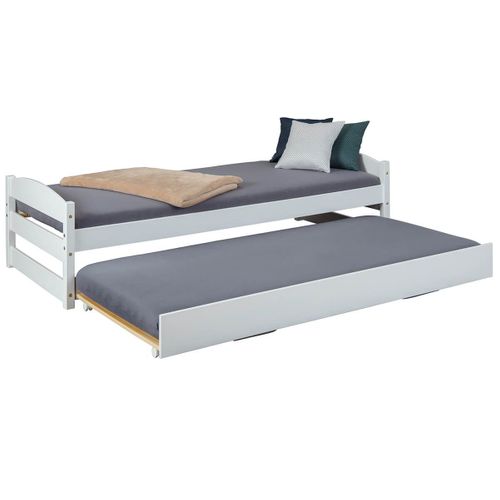 Lit  90x200 Cm Gigogne Vernis Blanc - Brodi