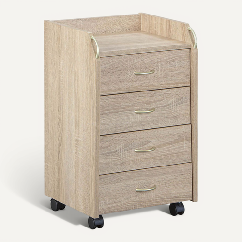 Caisson 4 Tiroirs Sur Roulettes Aspect Chêne - Ersoy