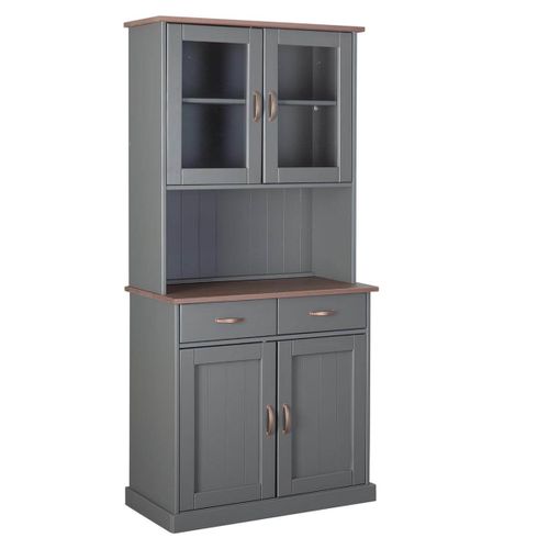 Buffet Vaisselier 4 Portes 2 Tiroirs Coloris Gris - Melina