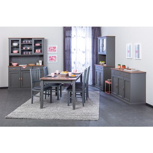 Melina - Buffet Vaisselier 5 Portes 3 Tiroirs Coloris Gris