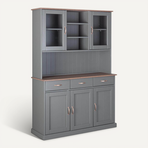 Melina - Buffet Vaisselier 5 Portes 3 Tiroirs Coloris Gris