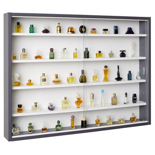 Collect - Vitrine Murale 5 Compartiments Grise Et Blanche