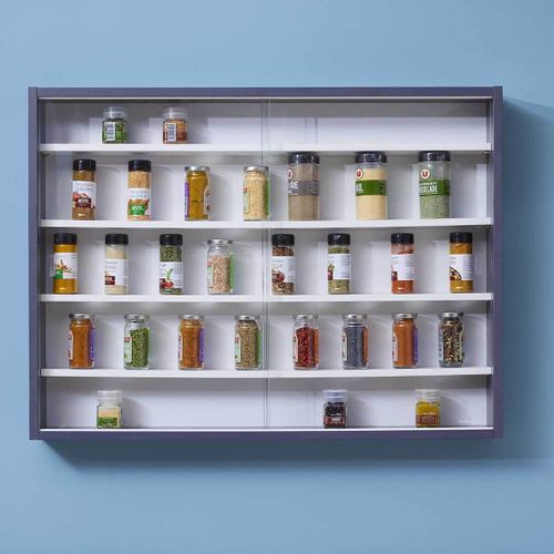 Collect - Vitrine Murale 5 Compartiments Grise Et Blanche