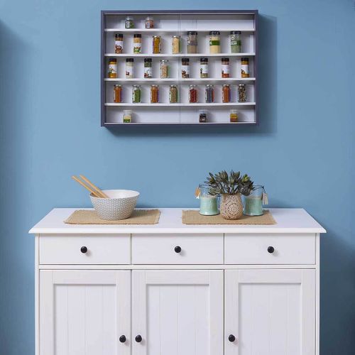 Collect - Vitrine Murale 5 Compartiments Grise Et Blanche
