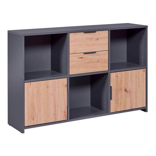 Ophely - Meuble Multi-rangement Anthracite Et Effet Bois