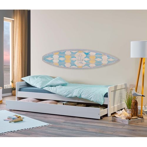 Lit Gigogne 90x200 En Bois Massif Vernis Blanc - Sally