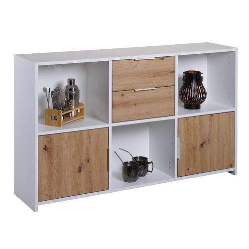 Ophely - Meuble Multi-rangement Blanc Et Effet Bois