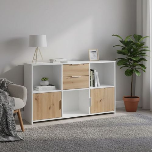 Ophely - Meuble Multi-rangement Blanc Et Effet Bois