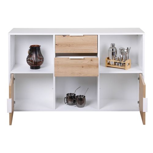 Ophely - Meuble Multi-rangement Blanc Et Effet Bois