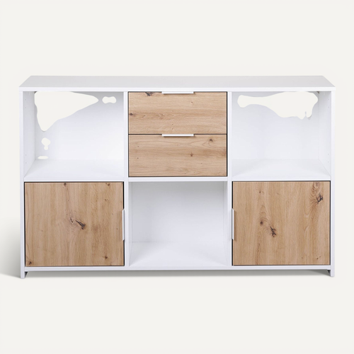 Ophely - Meuble Multi-rangement Blanc Et Effet Bois