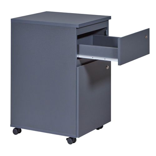 Mario - Caisson Bureau Verrouillable 1 Porte 1 Tiroir Gris