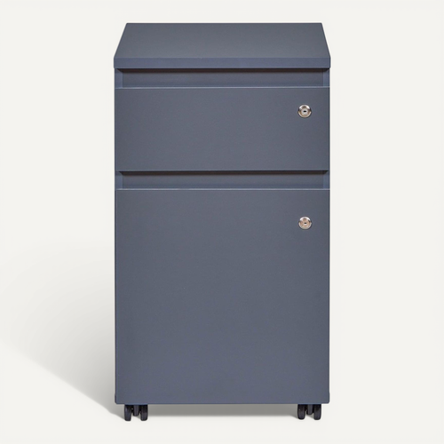 Mario - Caisson Bureau Verrouillable 1 Porte 1 Tiroir Gris