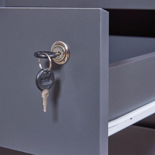 Mario - Caisson Bureau Verrouillable 1 Porte 1 Tiroir Gris
