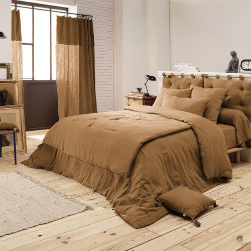 Ourea - Coussin De Tête De Lit Avec Passants 50x80cm Gaze De Coton Camel