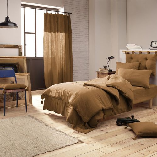 Ourea - Coussin De Tête De Lit Avec Passants 50x80cm Gaze De Coton Camel