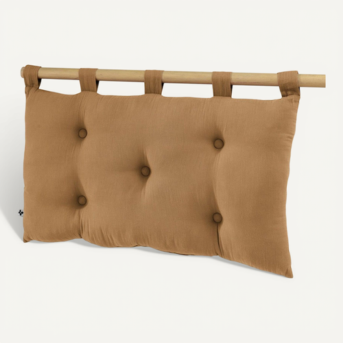 Ourea - Coussin De Tête De Lit Avec Passants 50x80cm Gaze De Coton Camel