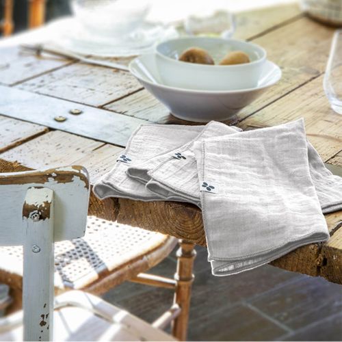 Lot De 3 Serviettes 40x40cm Gaze De Coton Nuage - Ourea