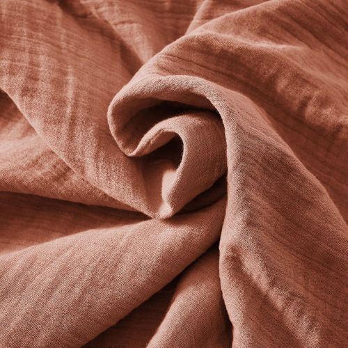 Nappe Rectangulaire 150x350cm Gaze De Coton Terracotta - Ourea