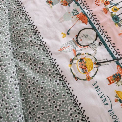 Parure De Lit Coton Motif Fleuri Housse De Couette 200x200cm + 2 Taies D'oreiller - Midea