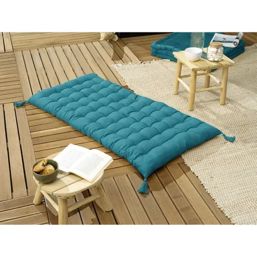 Matelas De Sol Avec Pompons 60x120cm Coton Coloris Paon - Sophie