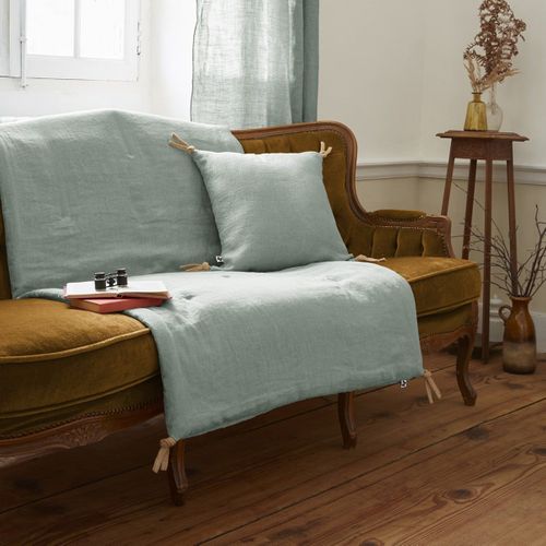 Chemin De Lit 90x200cm Lin Lavé Coloris Eucalyptus - Margaux