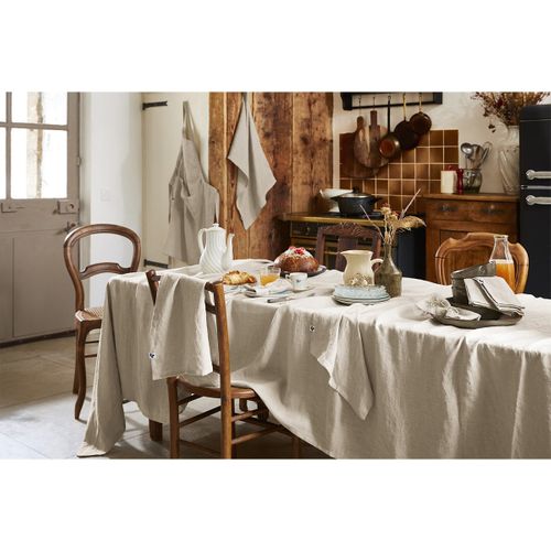 Nappe Rectangulaire 170x250cm Lin Lavé Coloris Sable - Margaux
