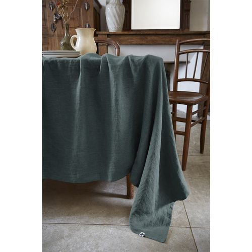 Nappe Rectangulaire 170x350cm Lin Lavé Coloris Ardoise - Margaux
