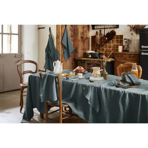 Nappe Rectangulaire 170x350cm Lin Lavé Coloris Ardoise - Margaux