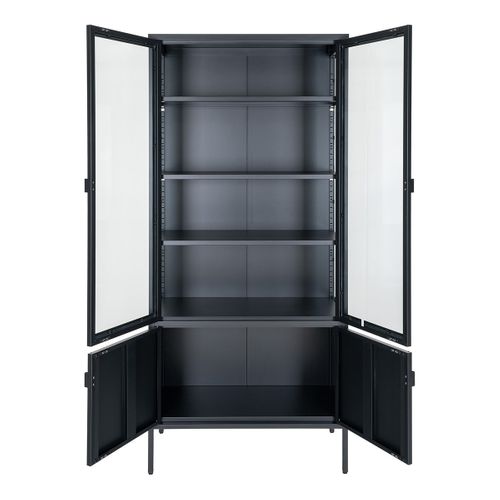 Vitirne 4 Portes Verre Et Acier Noir - Hendra