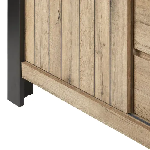 Ensemble Buffet Et Table 170 Cm Aspect Bois Piètement X Métal Noir - Clodius