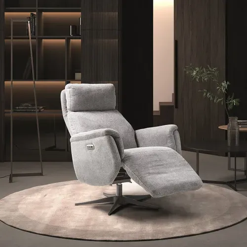 Fauteuil Relax Electrique Tissu Gris Clair Chiné - Sintra