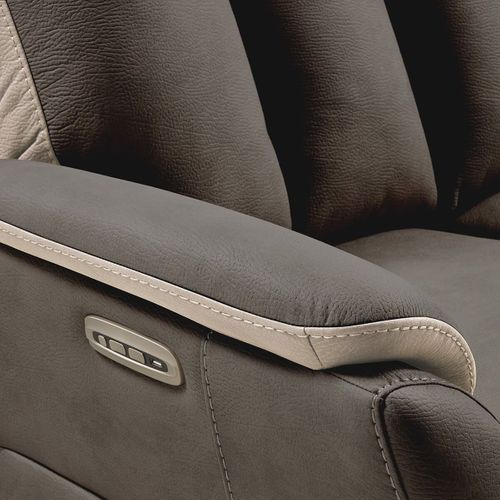 Canapé Relax Electrique 3 Places New Nobuck Gris Foncé Et Beige - Coimbra