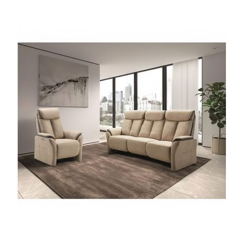 Coimbra - Fauteuil Relax Electrique New Nobuck Beige Et Gris Foncé