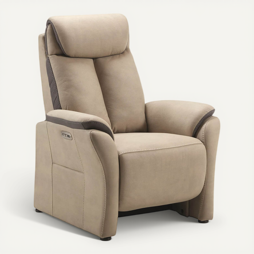 Coimbra - Fauteuil Relax Electrique New Nobuck Beige Et Gris Foncé