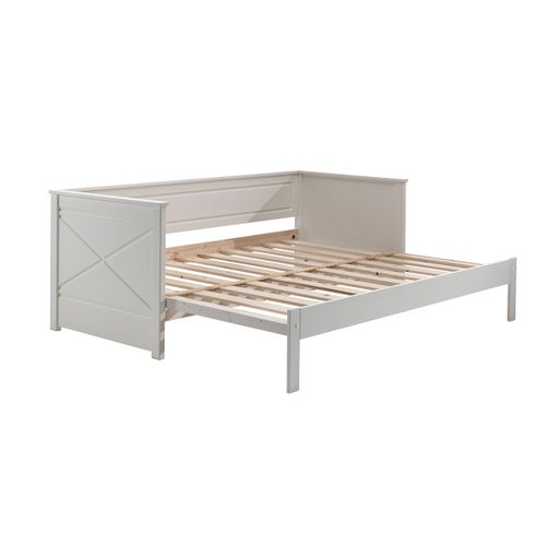 Lit Extensible 90x200cm En Pin Laqué Blanc - Vivien