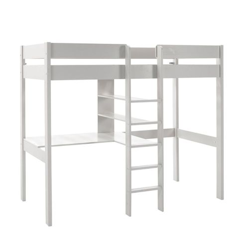 Lit Mezzanine Blanc 90x200cm échelle Centrale Avec Bureau - Sleepy