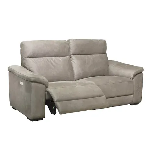 Canapé Relax Electrique 3 Places Tissu Peau De Pêche Taupe - Stanley