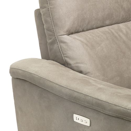 Canapé Relax Electrique 3 Places Tissu Peau De Pêche Taupe - Stanley