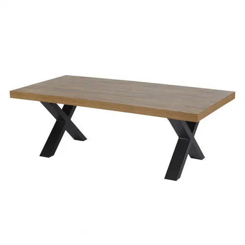Ensemble Salon Meuble TV Et Table Basse Aspect Bois Finition Denver Piètement X Métal Noir - Gless