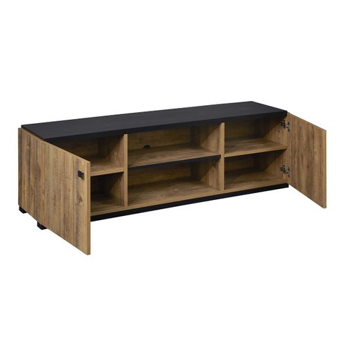 Ensemble Salon Meuble TV Et Table Basse Aspect Bois Finition Denver Piètement X Métal Noir - Gless