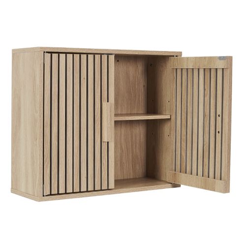 Armoire Murale 2 Portes Effet Bois Avec Tasseaux - Pajan