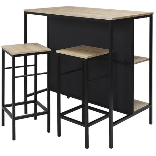 Table Ilot Avec Tabourets En Mdf Et Pieds Métal Noir - Maximo