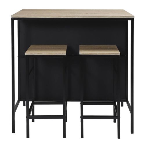 Table Ilot Avec Tabourets En Mdf Et Pieds Métal Noir - Maximo